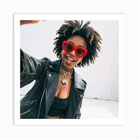 Afro-American Woman Taking Selfie Art Print