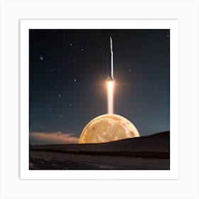 Artist'S Rendering Of The Falcon 9 Launch Art Print