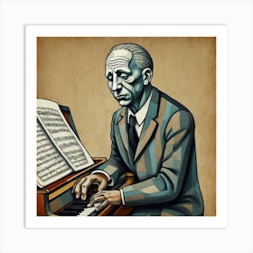 Default Classic Pianist Artwork Picasso Style Drawing 3 Art Print