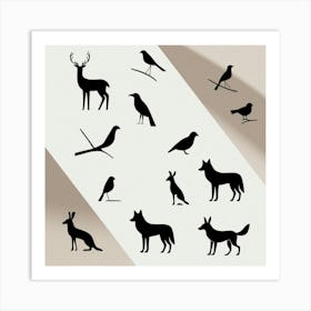 Silhouettes Of Animals 2 Art Print