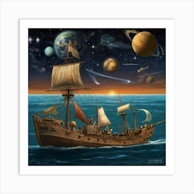 Ship In Space Art Print