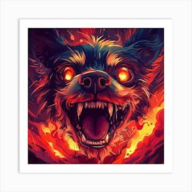 Wolf In Flames Art Print