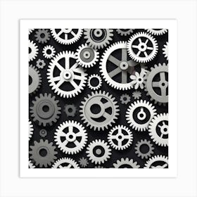 Gears Seamless Pattern 5 Art Print