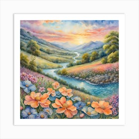 Sunset In The Valley Art Print