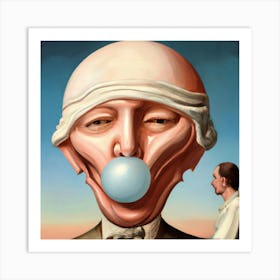 Man Blowing A Bubble Art Print