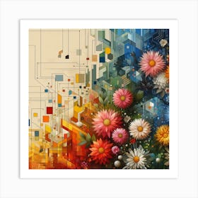 Abstract Flowers Art Print