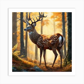 Deer In The Forest 158 Art Print