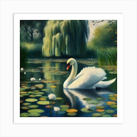 Swan In Water 1 Art Print