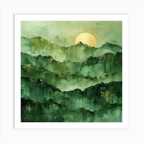 Chinese Landscape Painting in Green - abstract art, abstract painting  city wall art, colorful wall art, home decor, minimal art, modern wall art, wall art, wall decoration, wall print colourful wall art, decor wall art, digital art, digital art download, interior wall art, downloadable art, eclectic wall, fantasy wall art, home decoration, home decor wall, printable art, printable wall art, wall art prints, artistic expression, contemporary, modern art print, Art Print