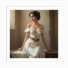 Young Woman In A White Dress Art Print