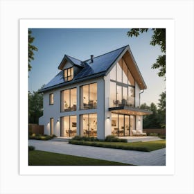 Modern House With Solar Panels Art Print