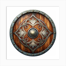 Medieval Wooden Shield With Ornate Metalwork Art Print