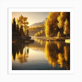 Autumn Trees On A Lake 1 Art Print