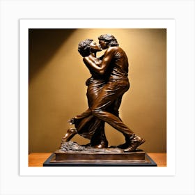 A Bronze Sculpture Of A Couple Kissing And Embraci (2) (1) Art Print