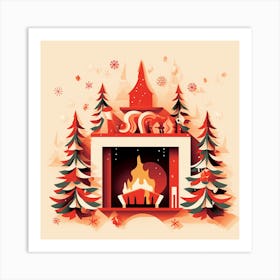 Christmas Fireplace 2 Art Print