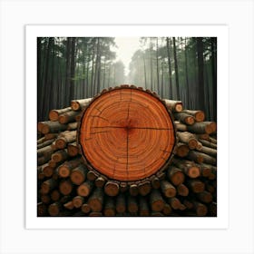 Firefly Log, Forest, Wood, Firewood, Cut, Pile, Cut Off, Tree, Ring, Ingredient, Timbering, Brown, L (3) Art Print