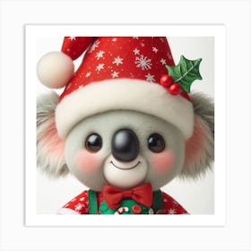 Koala Bear In Santa Hat Art Print