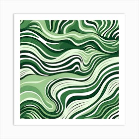 Yayoi Kusama Inspired Art Moss Green Waves Art Print Art Print