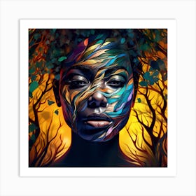 Woman With Colorful Face Art Print