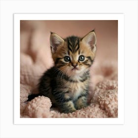 Kitten On A Pink Blanket Art Print