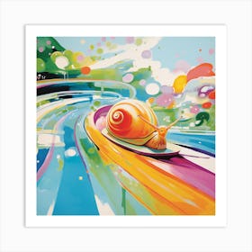 Snail On The Road Art Print