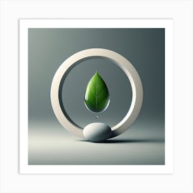 Green Leaf In A Circle Art Print