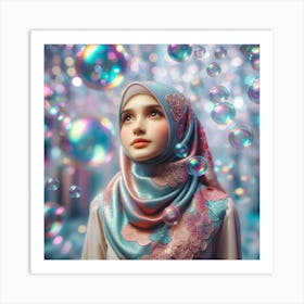 Muslim Girl With Bubbles Art Print