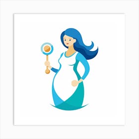 Woman In Blue Dress Holding A Gavel Art Print