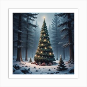 Christmas Tree In The Forest 110 Art Print