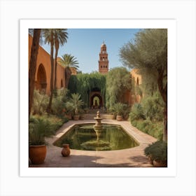 into the garden :Courtyard In Morocco Art Print