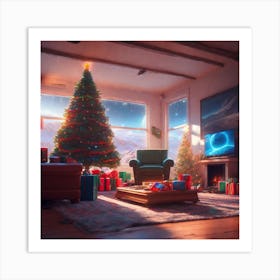 Christmas Tree In The Living Room 65 Art Print