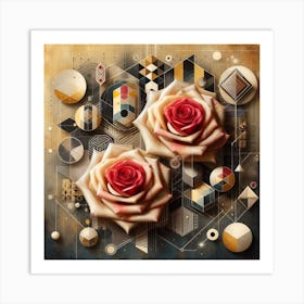 Geometric Art Roses 1 Art Print