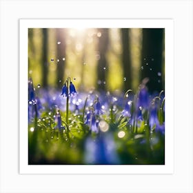 The Bluebell Wood in Springtime Sunshine Art Print