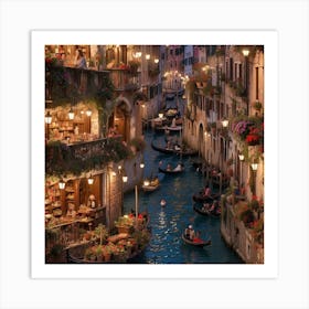 Venice At Night Art Print