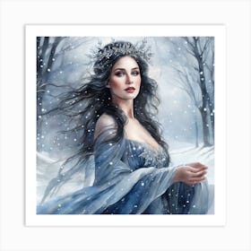 In A Wintry Wonderland A Graceful Lady in Snow Art Print