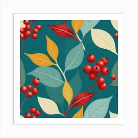 Autumn Leaves And Berries Art Print