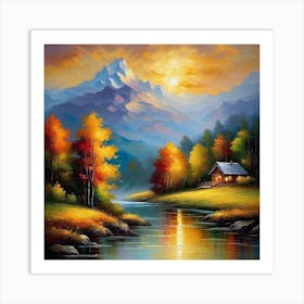 Cabin In The Mountains 1 Art Print