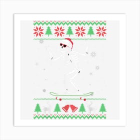 Skull With Santa Hat Skeleton Dancing Ugly Christmas Art Print