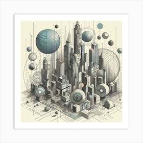 Cityscape Abstract Painting 1 Art Print