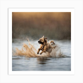 Dog Jumping In The Water 1 Art Print