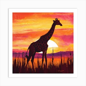 Sunset Giraffe 1 Art Print