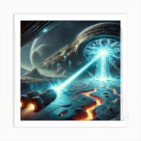 A Futuristic Sci Fi Scene Depicting The Glacial Ri Art Print