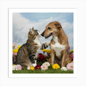 Cat And Dog 2 Art Print