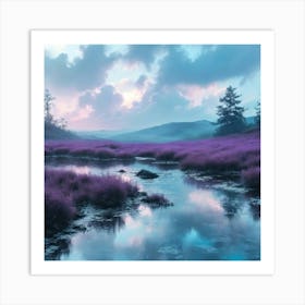 Purple Field At Sunset Art Print