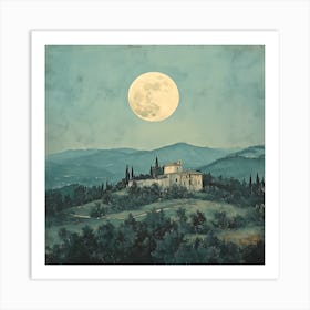 Full Moon Over Tuscany 2 Art Print