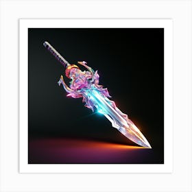 Sword On A Black Background Art Print