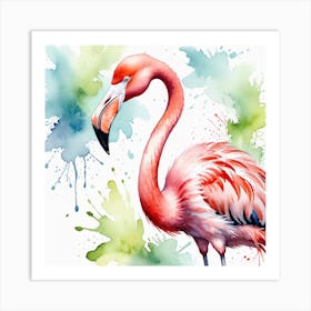 Flamingo Watercolor Painting 2 Art Print