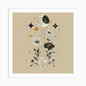 Minimalist Boho Celestial Moon 3 Art Print