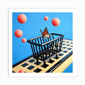 Butterfly In A Shopping Cart Art Print