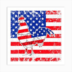 Hot Trend American Flag Rooster Chicken Lover 4th Of Art Print